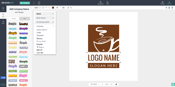 Next, Enhance Your Logo Design with Shapes and Fonts