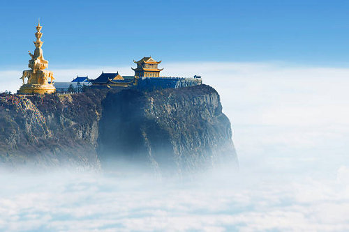Emeishan Jinding temple at 3000m above sea level in Sichuan,, China