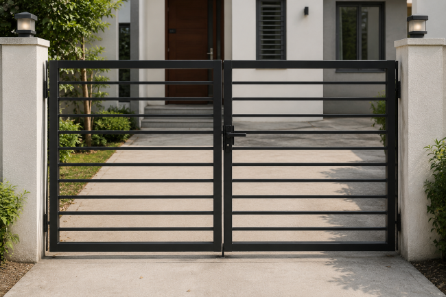 Simple low-budget metal gate for a small house