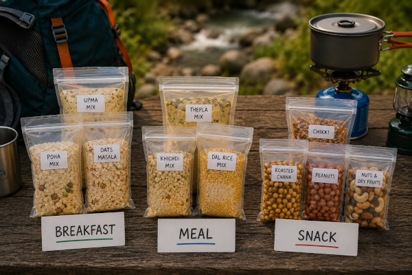 Food packs organised for a three-day Indian camping trip
