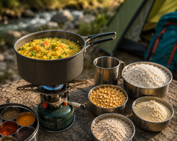 Dry Indian camping ingredients that can be packed without a cooler