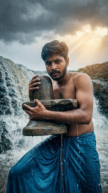 Bahubali Monsoon Waterfall Prompt