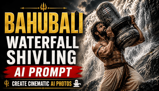 Bahubali Waterfall Shivling AI Prompt Create a Cinematic AI Photos