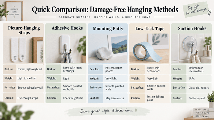 A Quick Comparison of Damage-Free Hanging Methods
